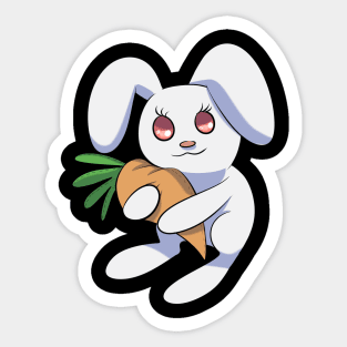 Cute Bunny Rabbit Hugging a Carrot Sticker